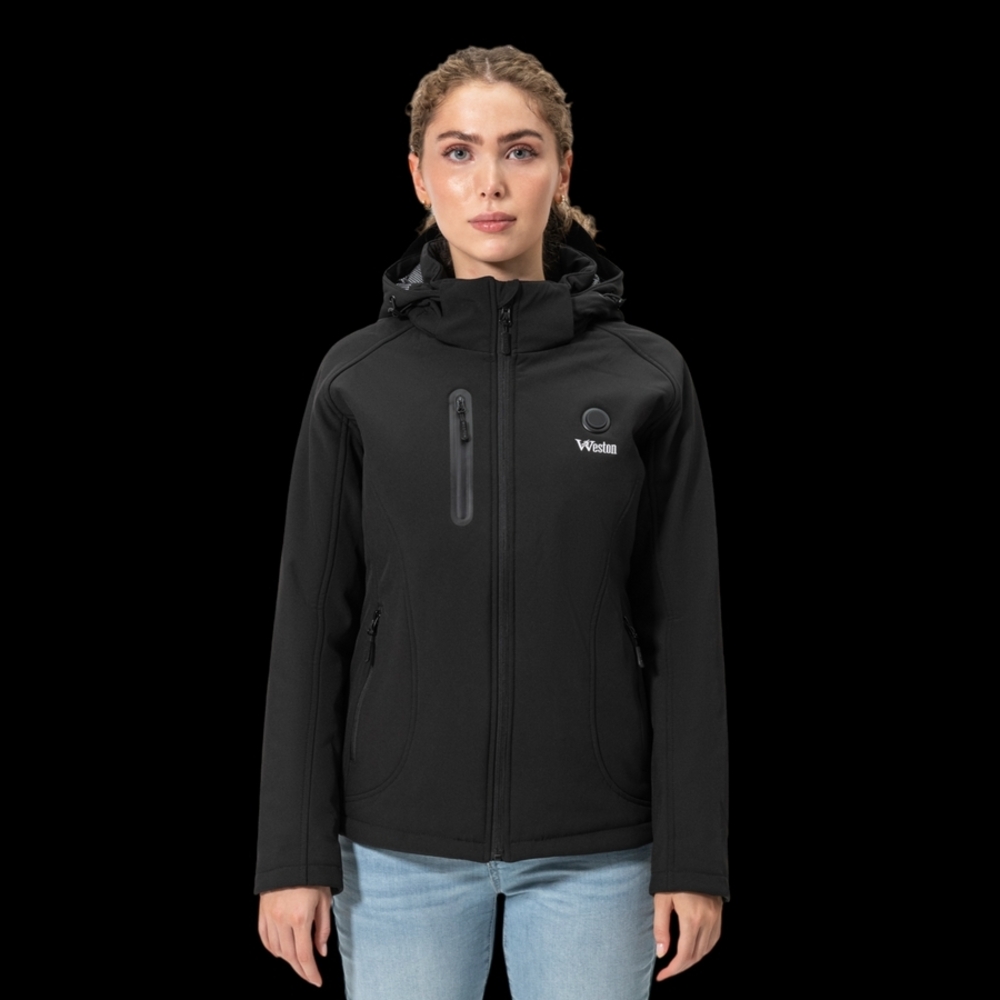 Weston Wear Women's Heated Coat  Black Hooded Jacket New W/ Tags